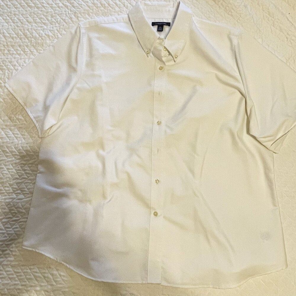 Lands' End Sz XL (18-20) Light Pink W/Stitched Pattern & Short Sleeves